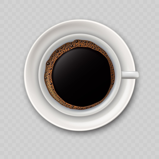 Modern realistic icon with black coffee cup top view.