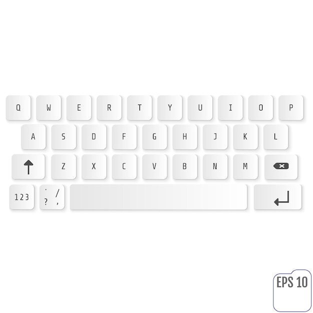 Modern realistic keyboard for smartphone or tablet PC with alphabet buttons Vector illustration