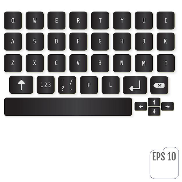 Vector modern realistic keyboard for smartphone or tablet pc with alphabet buttons vector modern keyboard