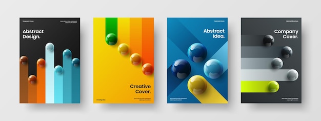 Modern realistic spheres company brochure concept set