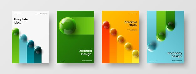 Modern realistic spheres flyer illustration collection