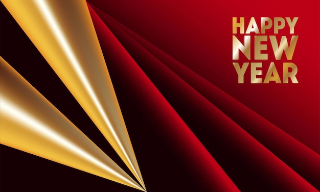 Modern red abstract background with golden shining triangles