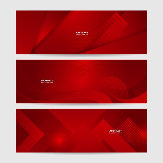 Modern red abstract vector long banner Minimal background with waves arrows geometric shapes and copy space for text Social media cover and web wide banner template