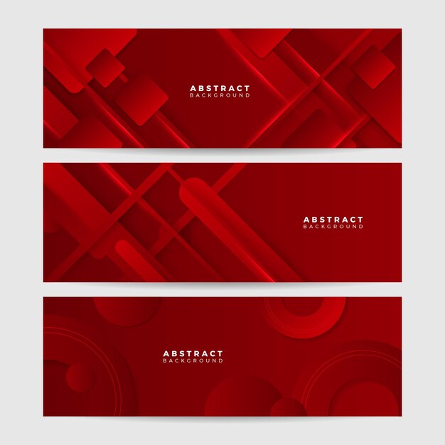 Vector modern red abstract vector long banner minimal background with waves arrows geometric shapes and copy space for text social media cover and web wide banner template