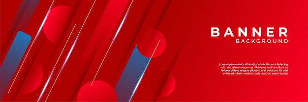 현대 빨간색과 파란색 추상 배너 배경입니다. 빨간색과 파란색 기하학적 모양으로 기술 배너 디자인