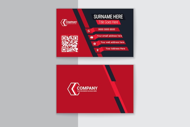 Modern red and black business card blue corporate professional