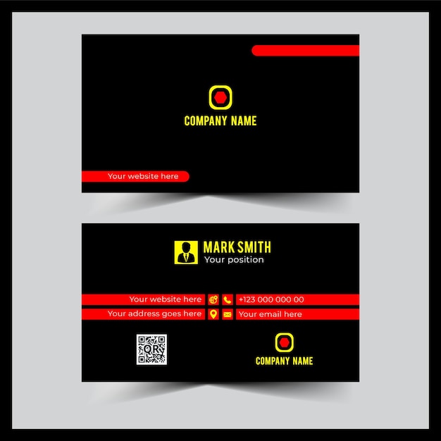 Modern red and black business card template