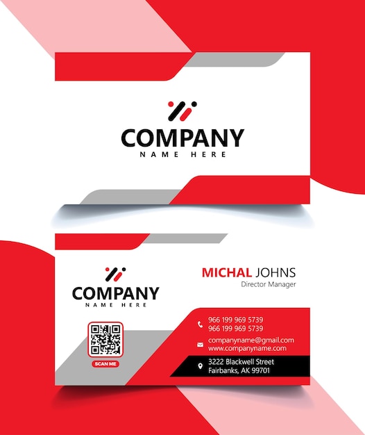 Modern red black and white professional business card template