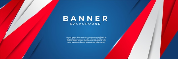 Fondo astratto rosso e blu moderno della bandiera. design del banner tecnologico con forme geometriche rosse e blu