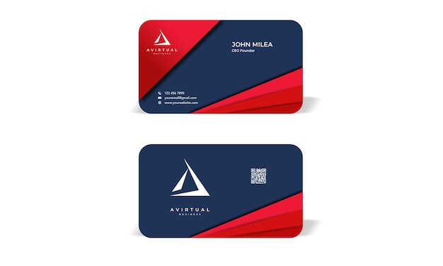 Modern red and blue business card template