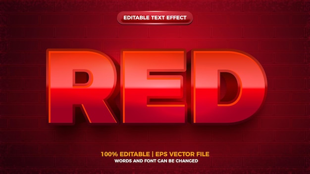 Vector modern red bold editable text effect