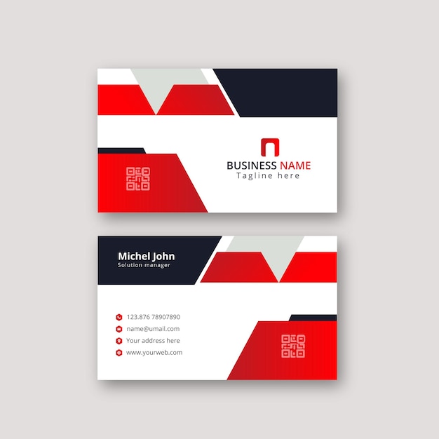 Modern red business card with vector