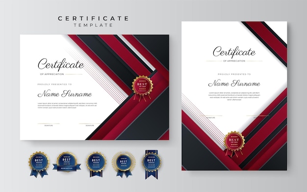 Premium Vector | Modern red business certificate template