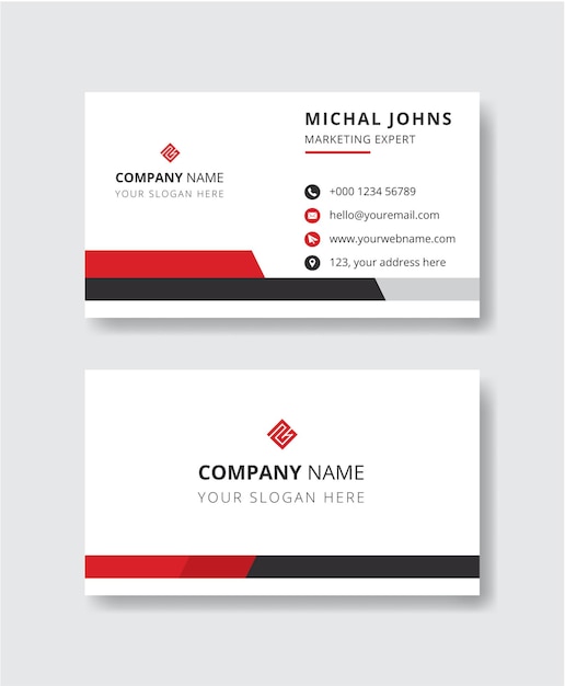 Modern red color business card design template