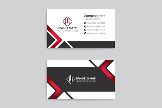 Modern red color business card design template