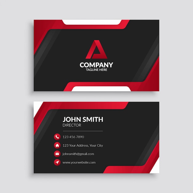 Modern Red Corporate Business Card