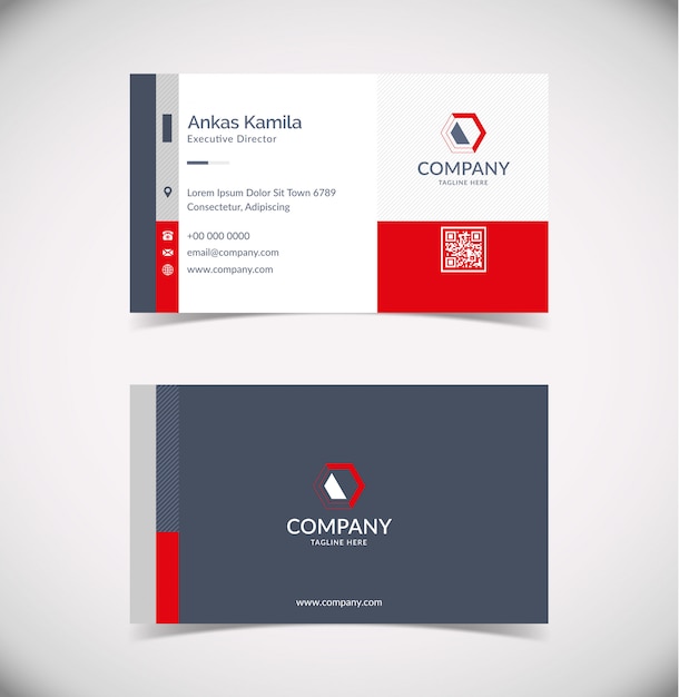 Modern red geometric business card template