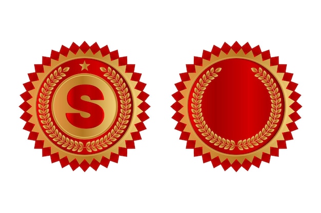 Modern red and gold vector award medal