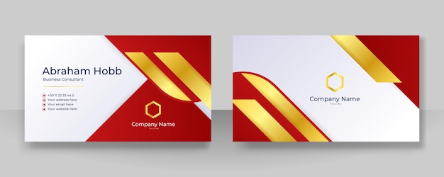 Modern red gold and white business card design template