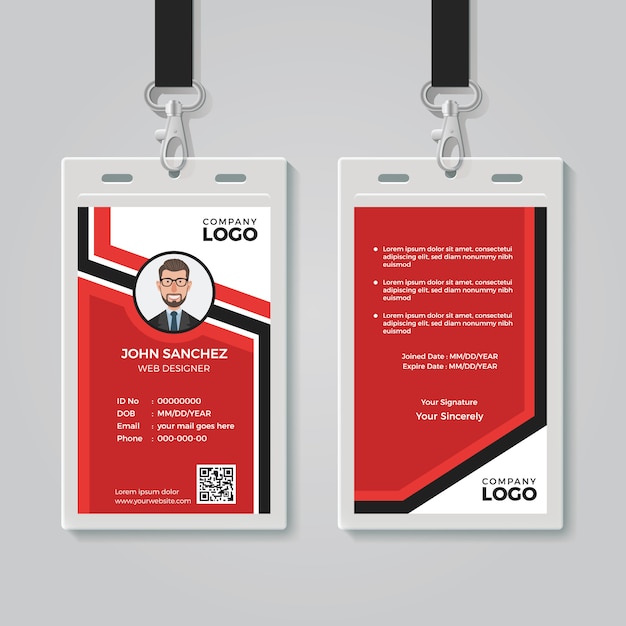 modern red id card template