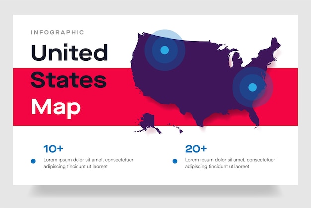 アメリカ合衆国の地図のモダンな赤いインフォ グラフィック