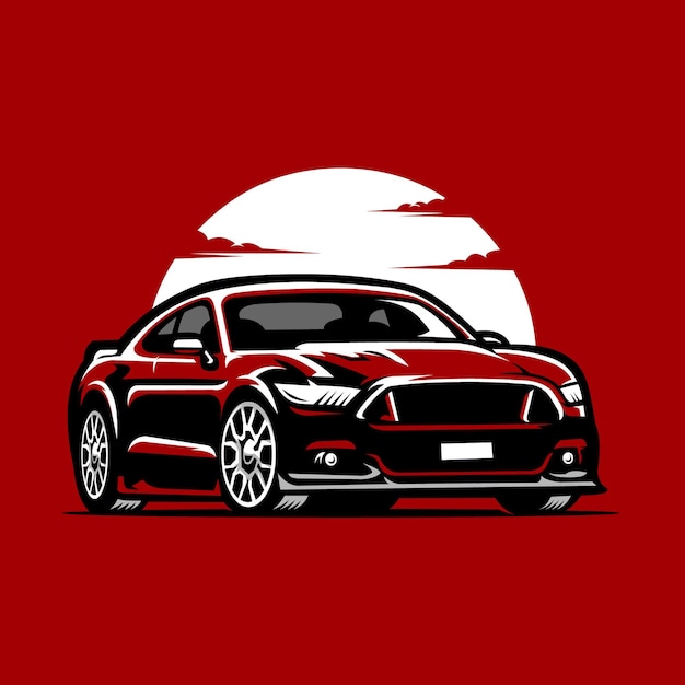 Modern red muscle car vector illustration image isolated