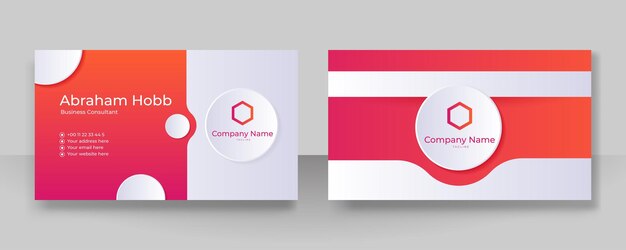 Vector modern red orange and white business card design template