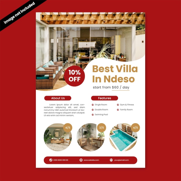 Vettore moderno modello di volantino immobiliare rosso poster di marketing immobiliare