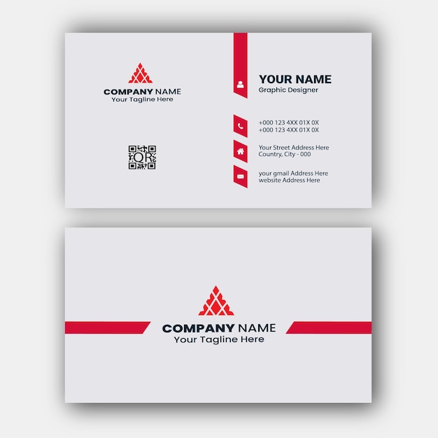 Modern red shape visit card