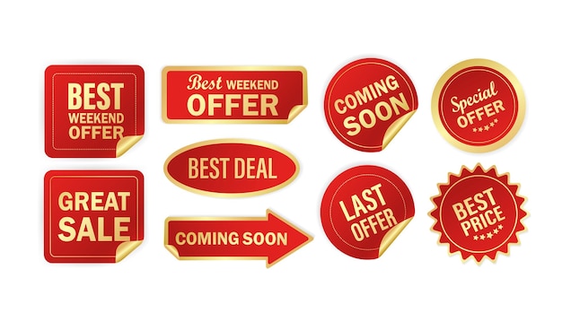 Modern red special sale best and special offer and special discount stickers great design