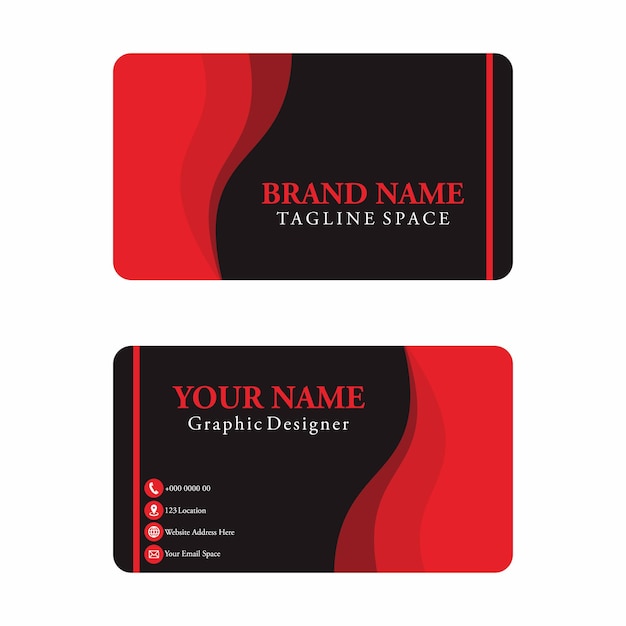 Современный дизайн визитной карточки в стиле красной волны Векторное изображение