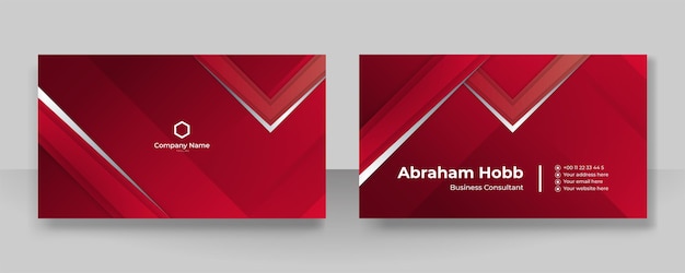 Modern red and white business card design template