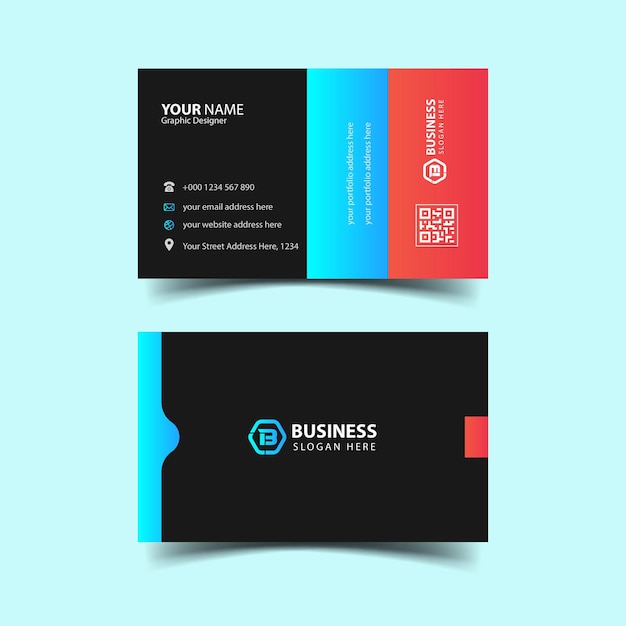 Modern red and white business card design
