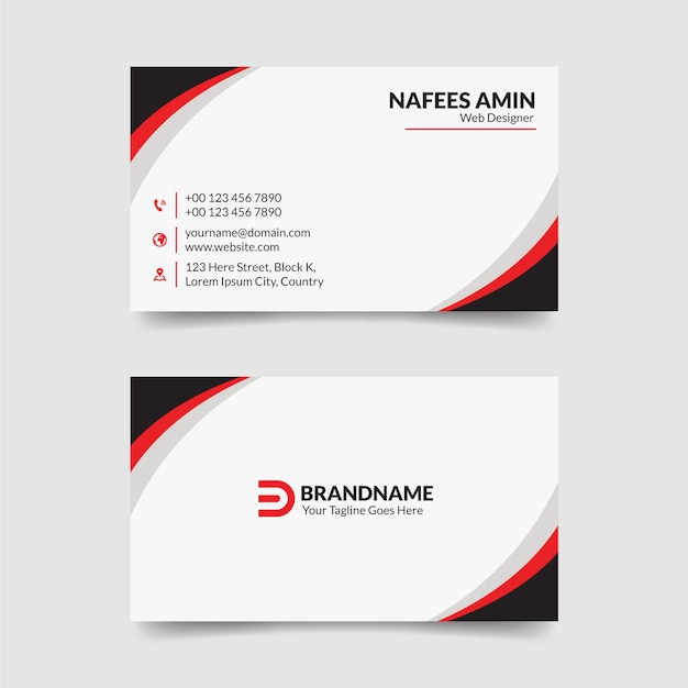 Modern Red and White Business Cards Template