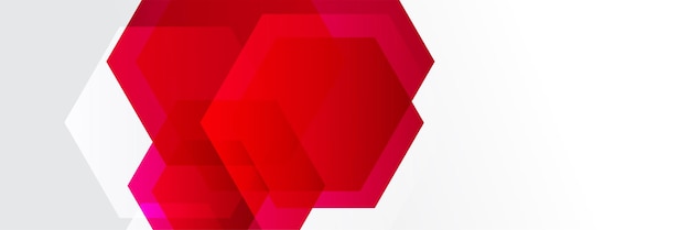 Modern red and white hexagon banner background. Vector abstract graphic design banner pattern background template.