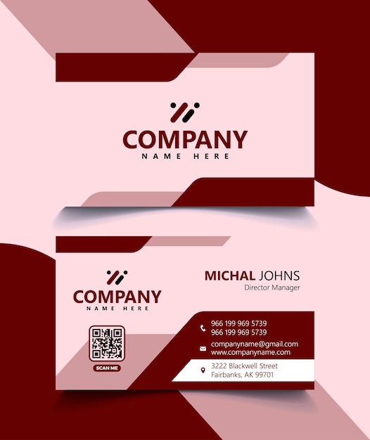 Vector modern red and white professional business card template