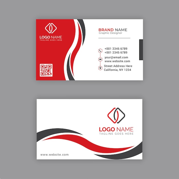 Modern red with black business card template