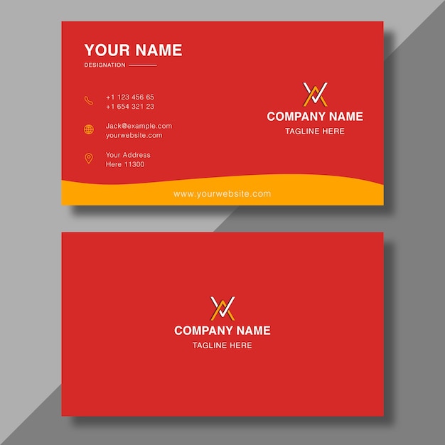 Modern red and yellow business card design template