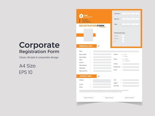 Vector modern registration form