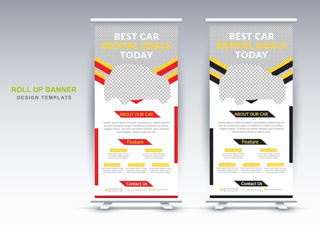 Modern rent car business rollup banner design template