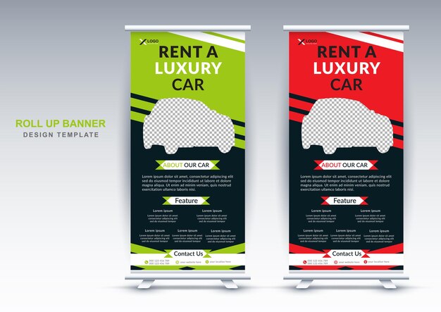 Modern rent car sale roll up banner design template