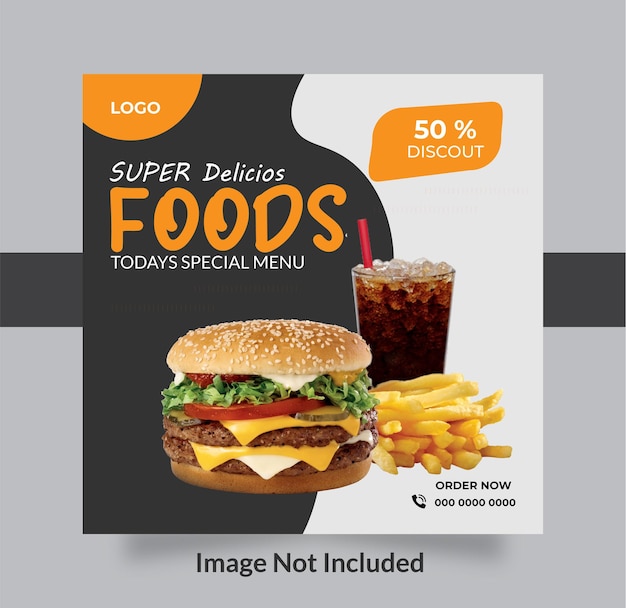 Vector modern restaurant food sale social media post design