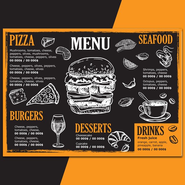 Vettore moderno ristorante menu poster brochure banner menu set