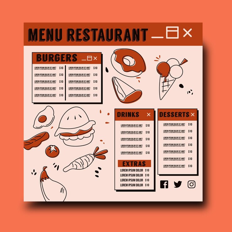 Vector modern restaurant menu template
