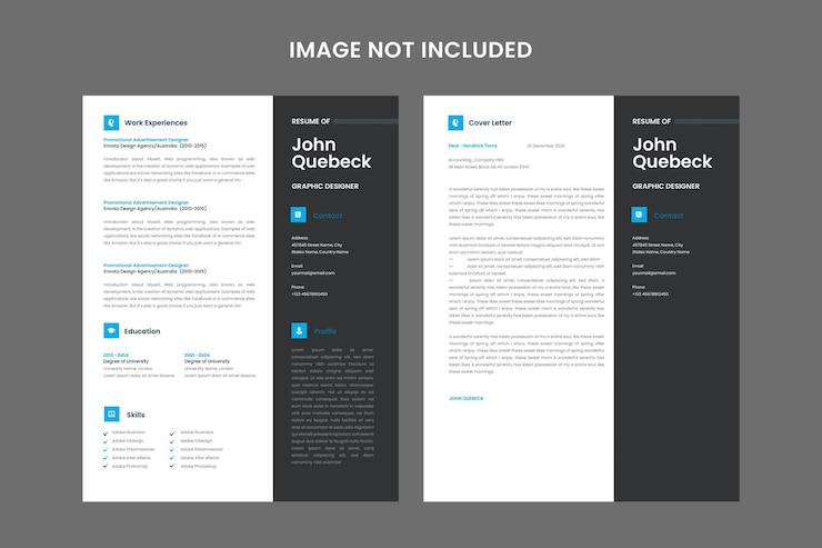 Vector modern resume and cover letter template for graphic designers