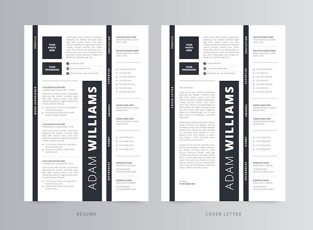 Vector modern resume or cv and cover letter template