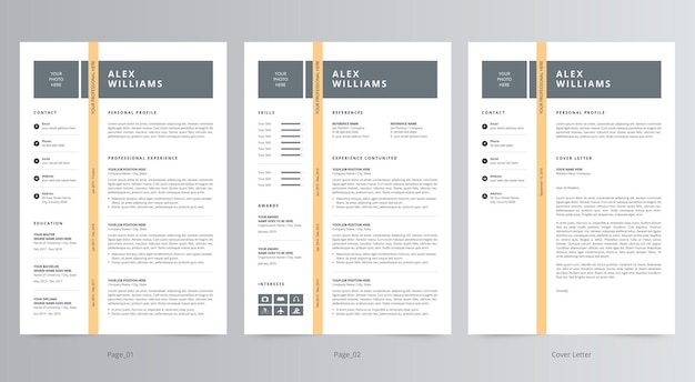 Modern resume or cv and cover letter template