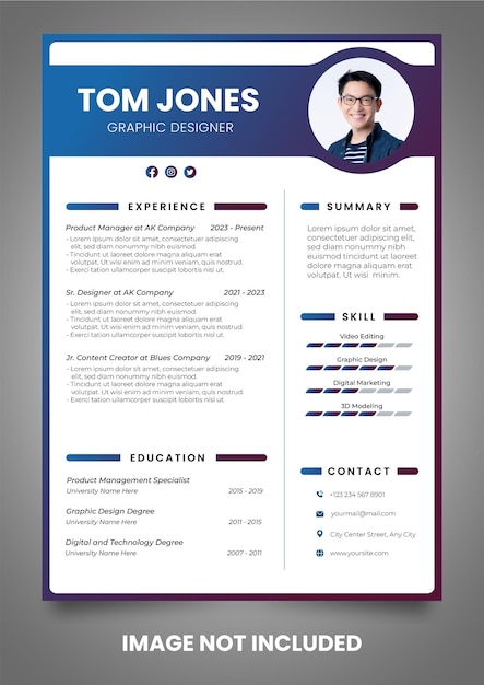 Modern resume gradient simple minimalist template