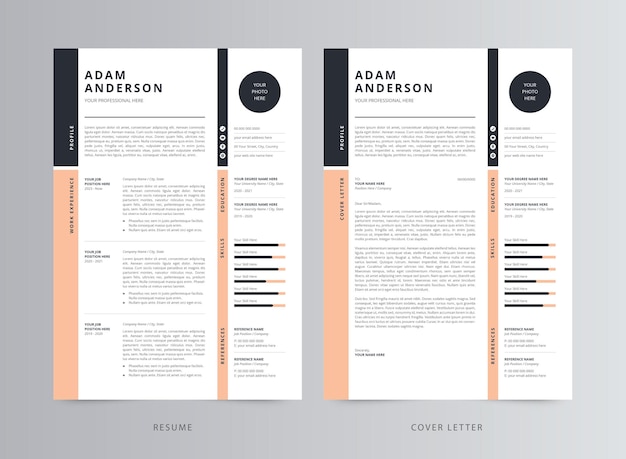 Vector modern resume template cv and cover letter template