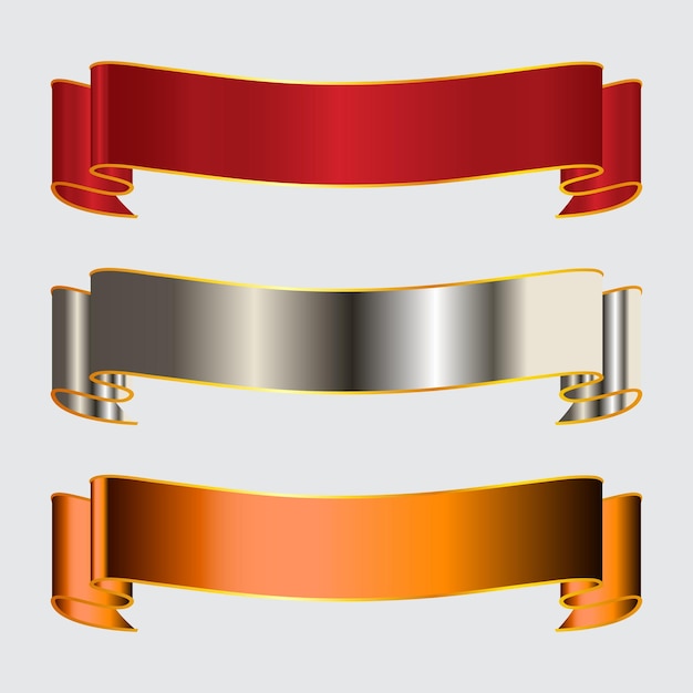 Vector modern ribbon with three color variation